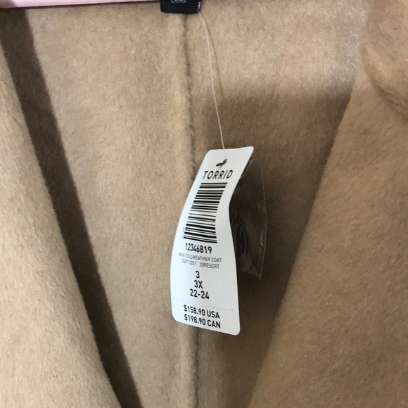 Torrid 3 TAUPE WOOLEN BUTTON FRONT DUSTER COAT - Picture 9 of 12